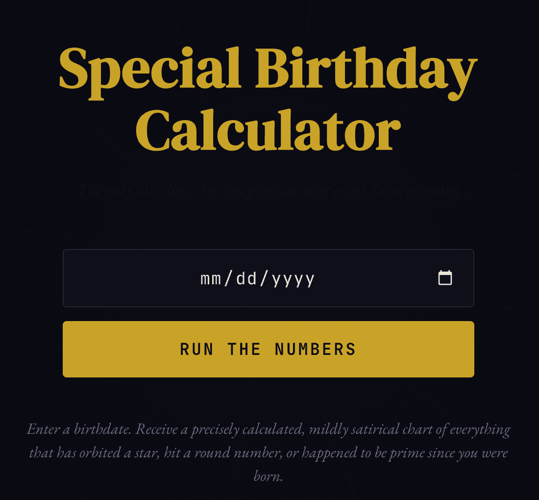Special Birthday Calculator